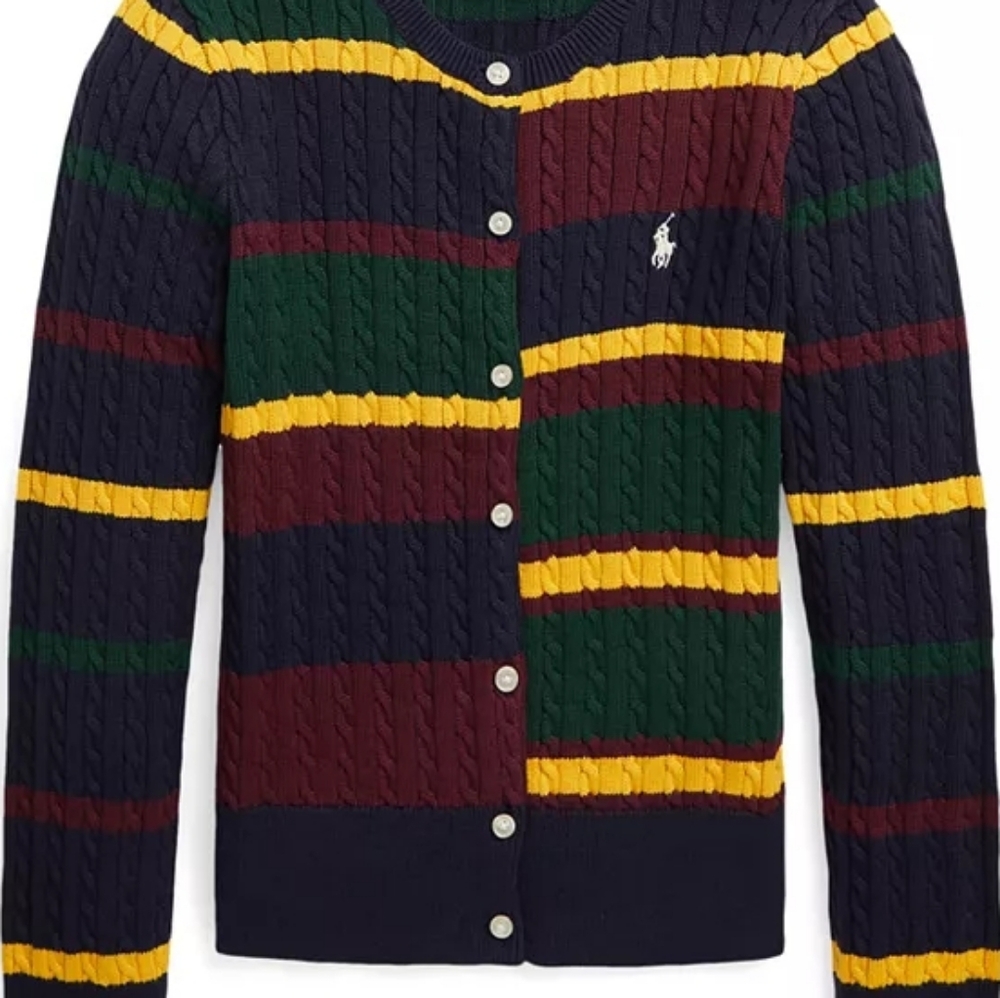 Polo by Ralph Lauren Kids Navy and Yellow Striped Cardigan